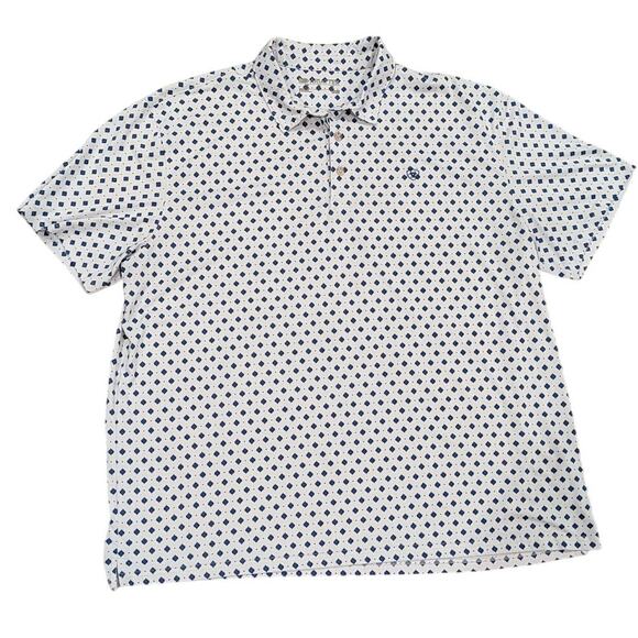 Ariat Other - Ariat Tek Performance Polo Mens XXL White Navy Aztec Print GUC